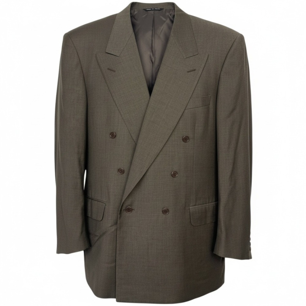 VTG Canali Milano Double Breasted Blazer 44R Sport Coat Suit Jacket Brown
